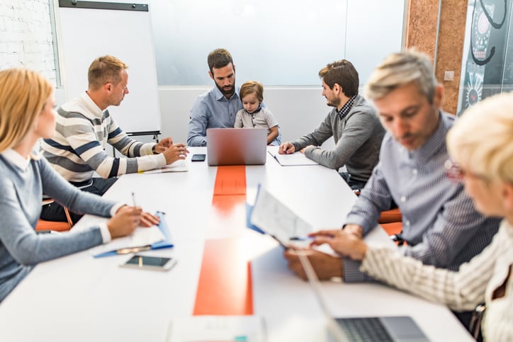 Family discussing business matters