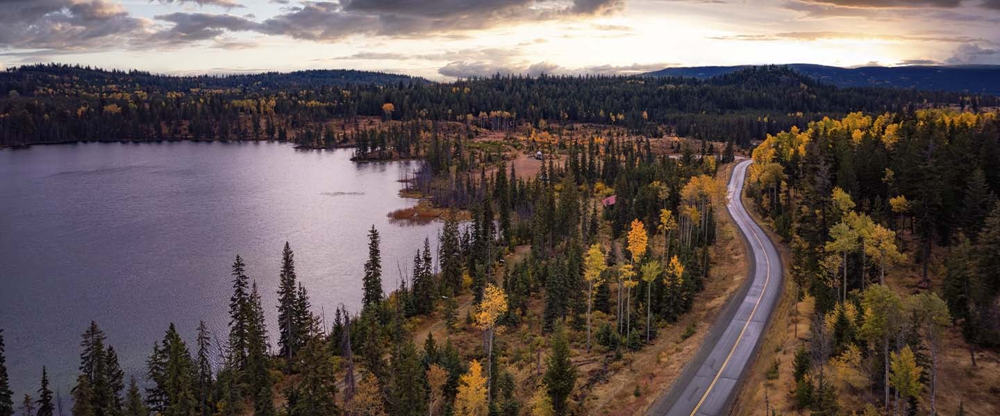 Overhead view of highway in Kamloops
