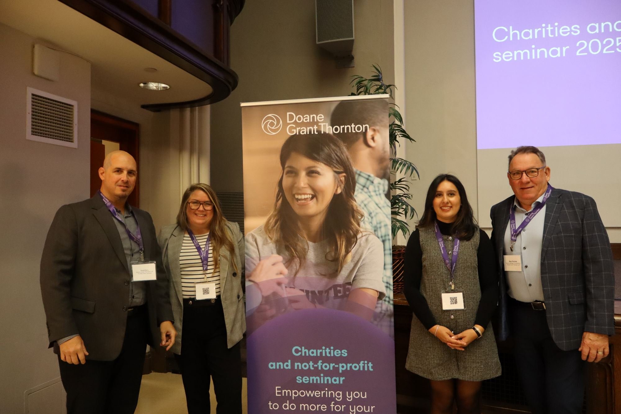 Doane Grant Thornton speakers, from left to right: Ray Fischer (Senior Manager, Tax Services), Keshia Khokhar (Senior Manager, Tax Services), Jillian Tonet (Senior Manager, Consulting Advisory Services), and David Florio (Partner, Risk Services)