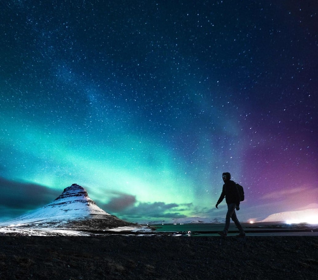 The Northern Lights illuminate the sky