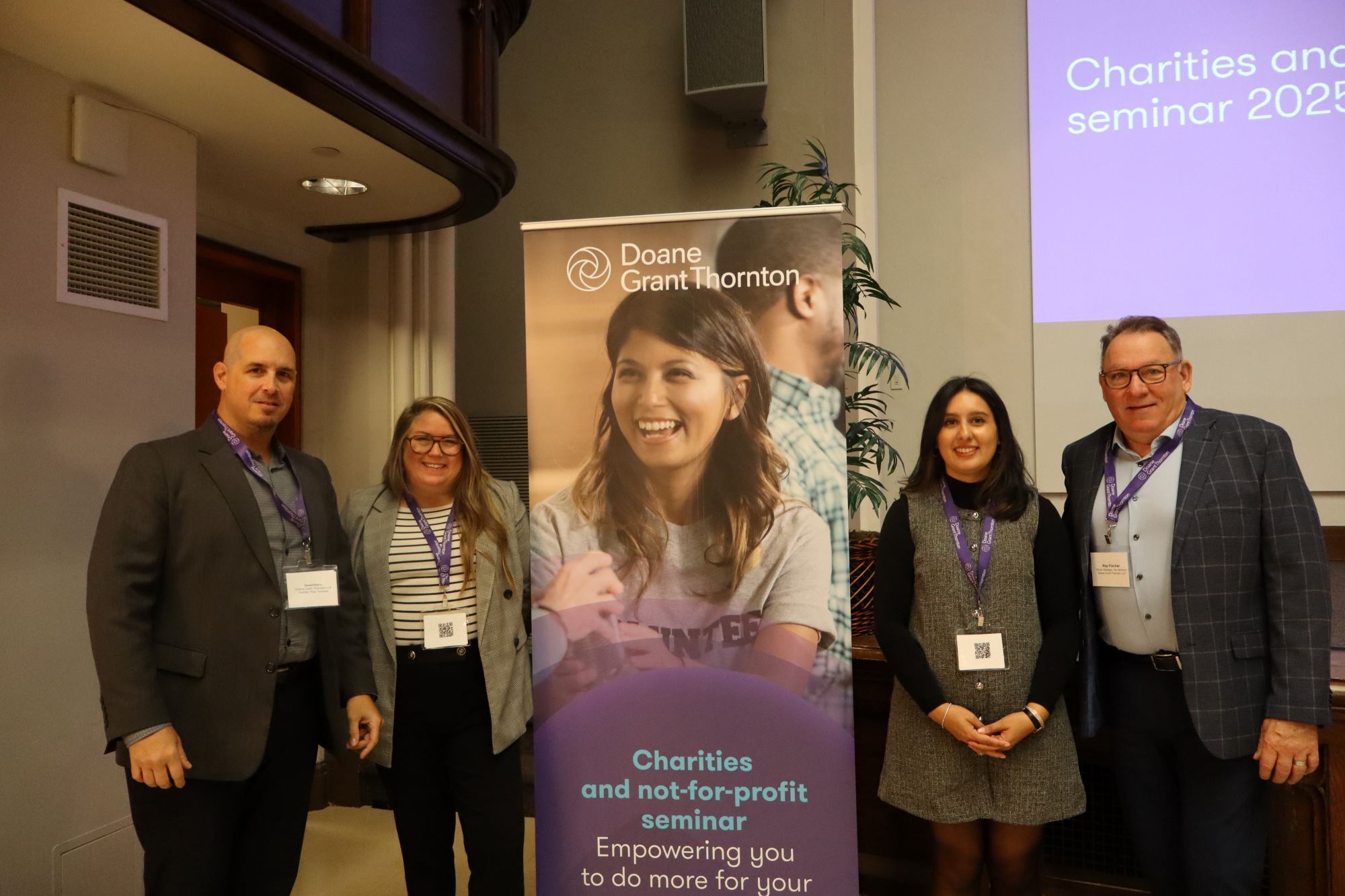 Doane Grant Thornton speakers, from left to right: Ray Fischer (Senior Manager, Tax Services), Keshia Khokhar (Senior Manager, Tax Services), Jillian Tonet (Senior Manager, Consulting Advisory Services), and David Florio (Partner, Risk Services)