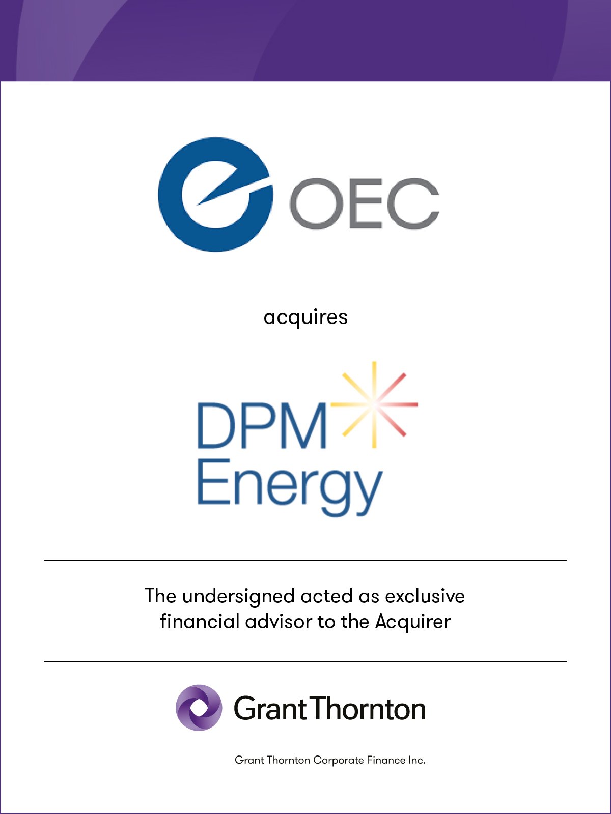 OEC acquires DMP Energy