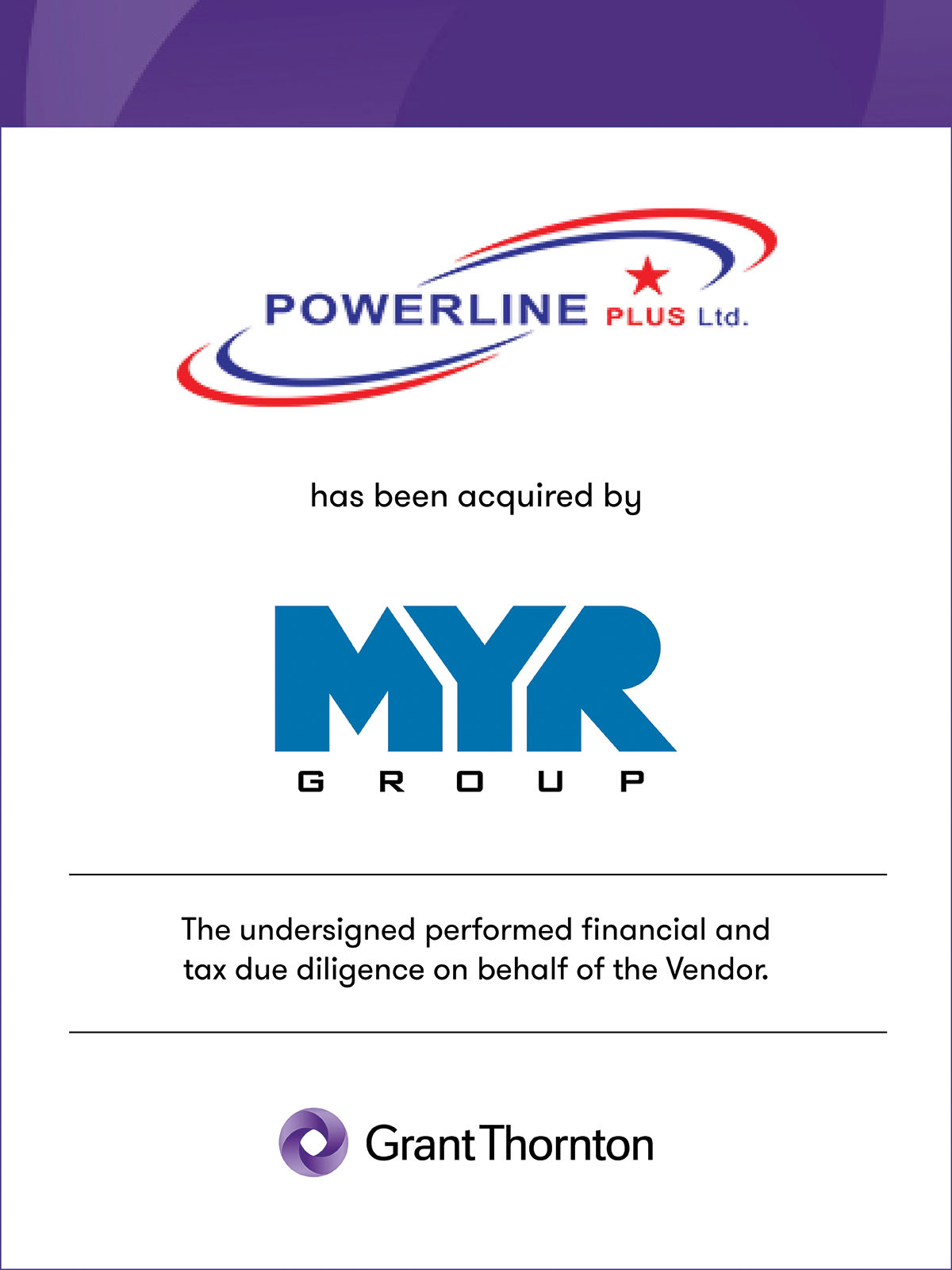 Powerline Plus Ltd has been acquired by MYR Group