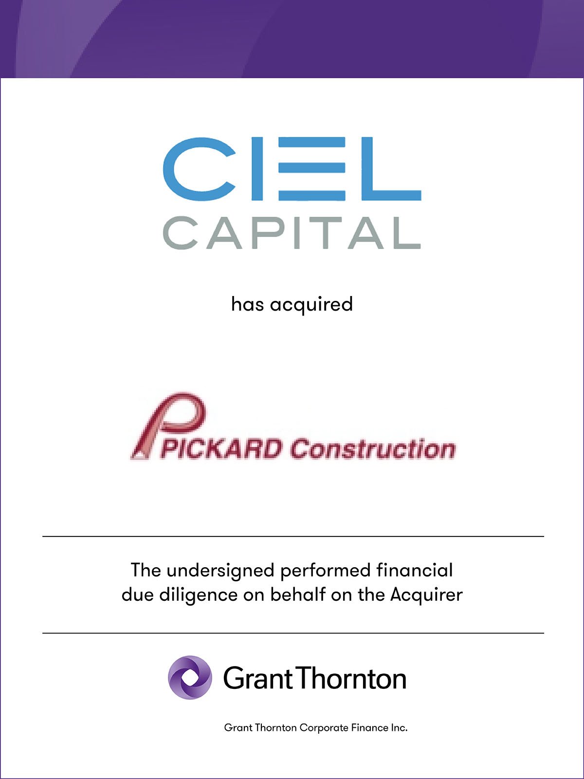 Ciel Capital acquires Pickard Construction