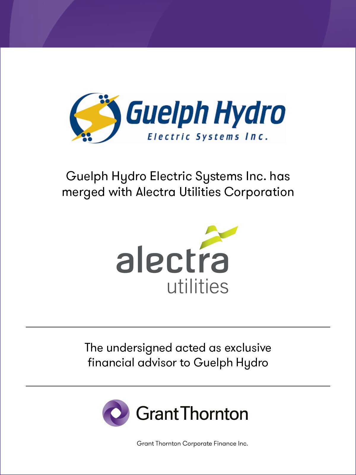 Guelph Hydro has acquired Alectra Utilities Corporation