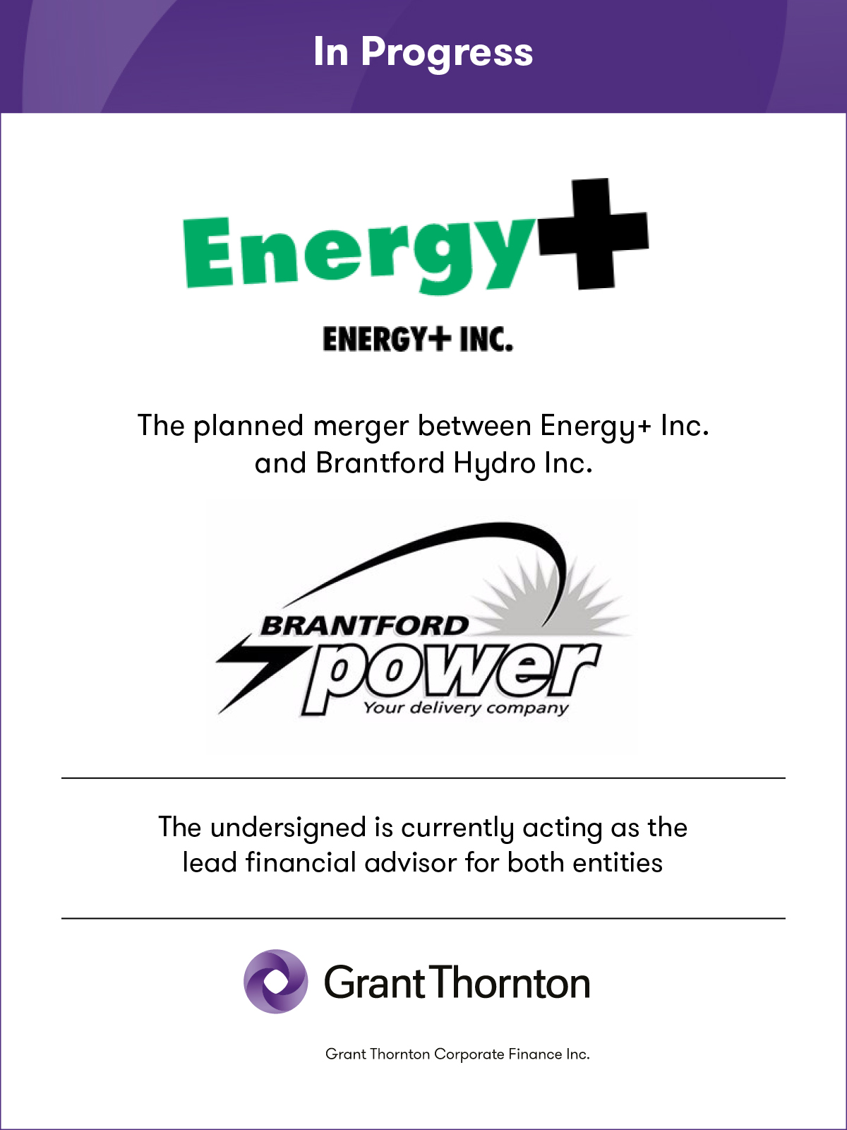 Energy Plus + Brantford Hydro Merger