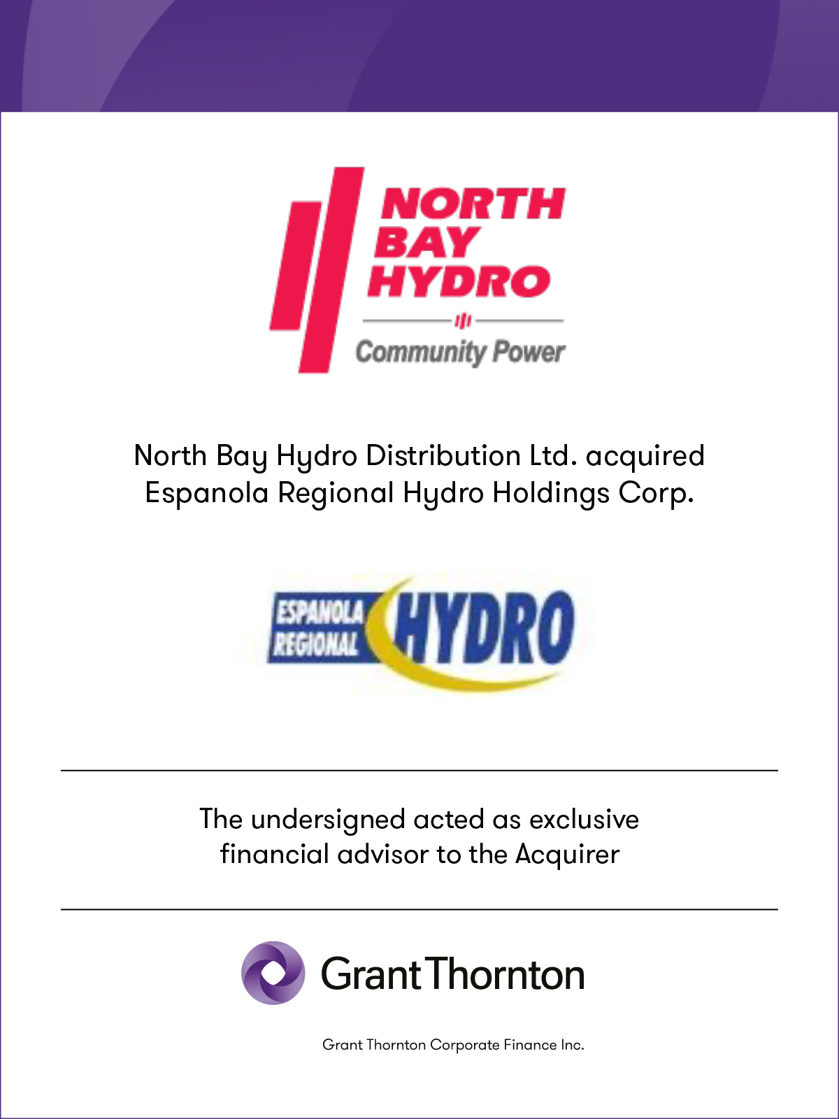 North Bay Hydro + Espanola Regional Hydro