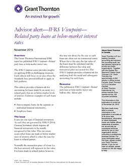 Download the Advisor alert—IFRS Viewpoint— Related party loans at below-market interest  rates