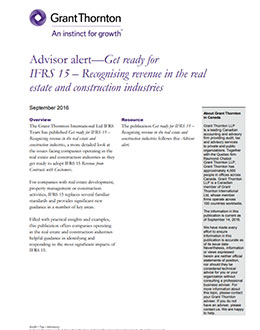 Download the Advisor alert—Get ready for  IFRS 15 – Recognising revenue in the real  estate and construction industries