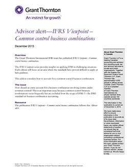 Download the Advisor alert—IFRS Viewpoint – Common control business combinations