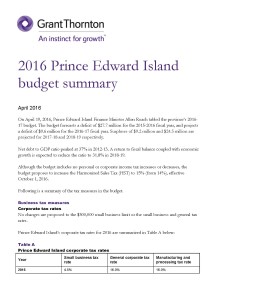 2016 prince edward island budget cover