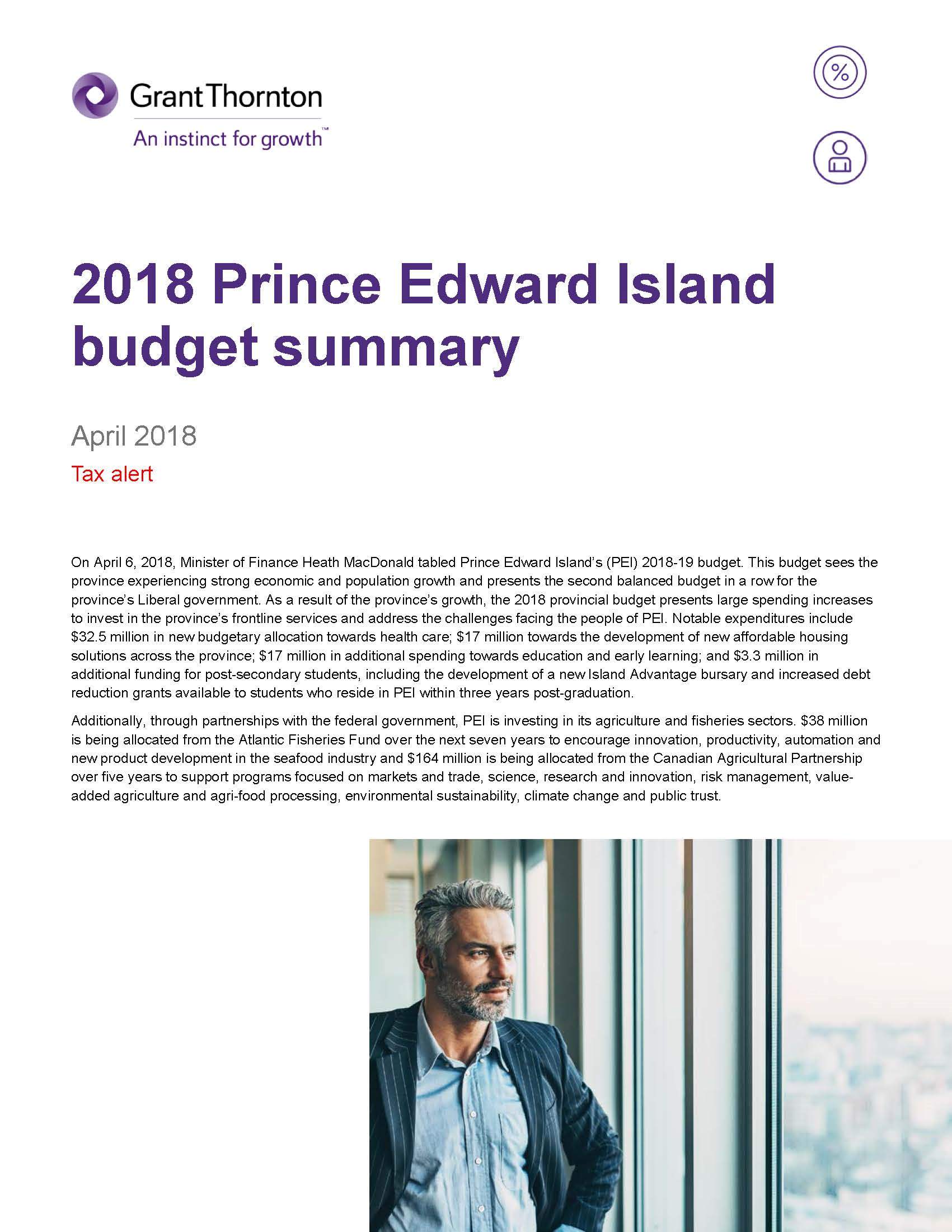 2018-19 PEI budget summary cover