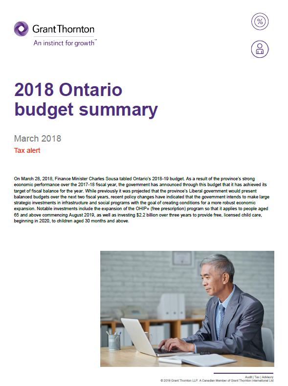 2018-19 Ontario budget cover