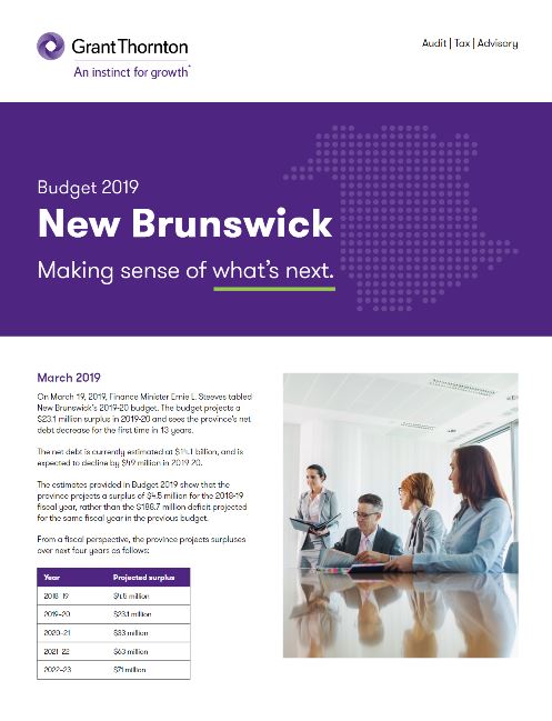 budget 2019 pdf cover image new brunswick