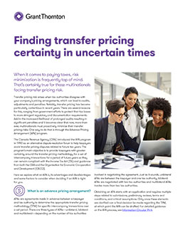 Finding transfer pricing certainty in uncertain times
