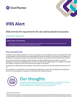 IASB amends IFRS 16 for sale and leaseback transactions