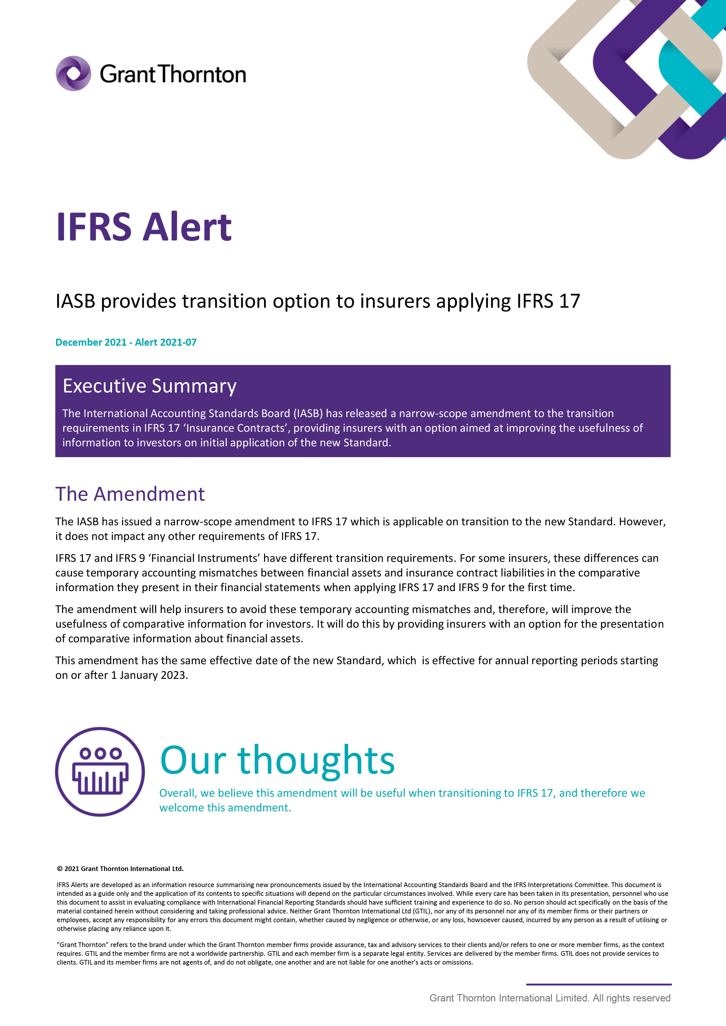 IFRS Alert — IASB provides transition option to insurers applying to IFRS 17