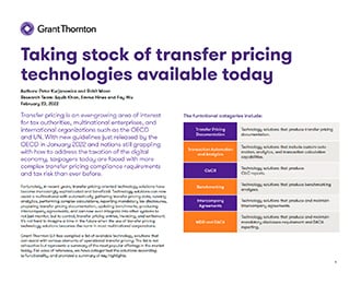 Taking stock of transfer pricing technologies available today