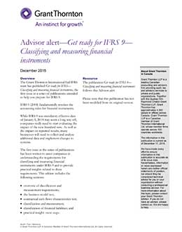 Download the Advisor alert—Get ready for IFRS 9— Classifying and measuring financial  instruments
