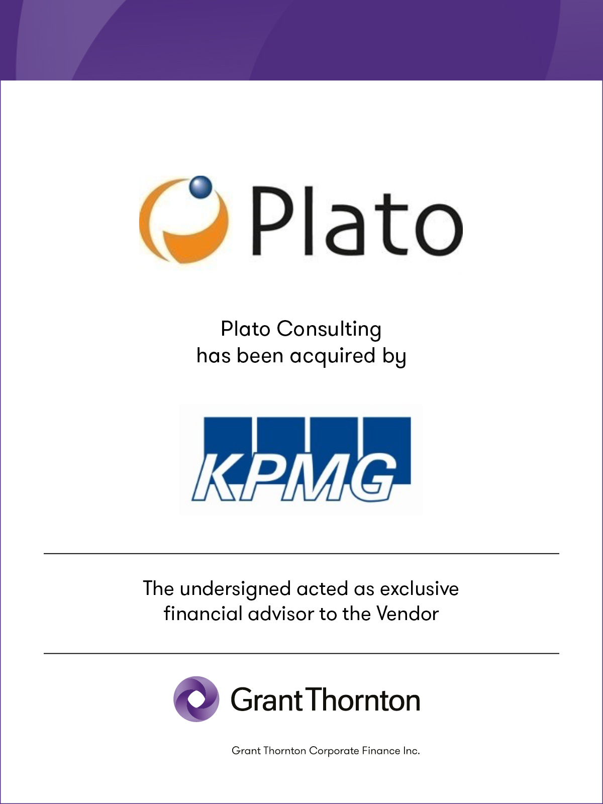 Plato Consulting has been acquired by KMPG