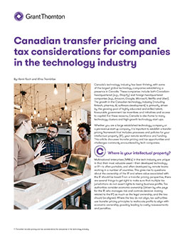 Canadian transfer pricing and tax considerations for companies in the technology industry