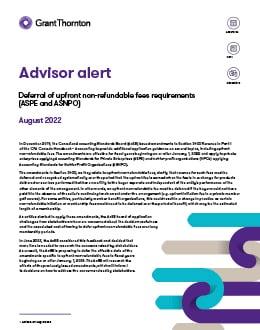 Deferral of upfront non-refundable fees requirements (ASPE and ASNPO)